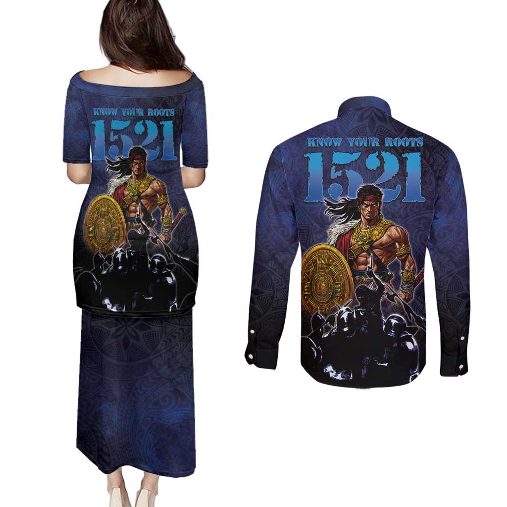 Philippines The First Hero Couples Matching Puletasi and Long Sleeve Button Shirt Lapu Lapu Know Your Roots LT05 - Polynesian Pride