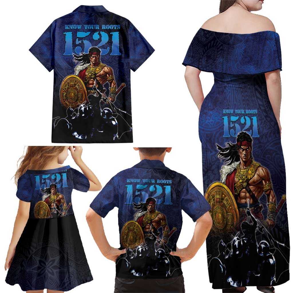 Philippines The First Hero Family Matching Off Shoulder Maxi Dress and Hawaiian Shirt Lapu Lapu Know Your Roots