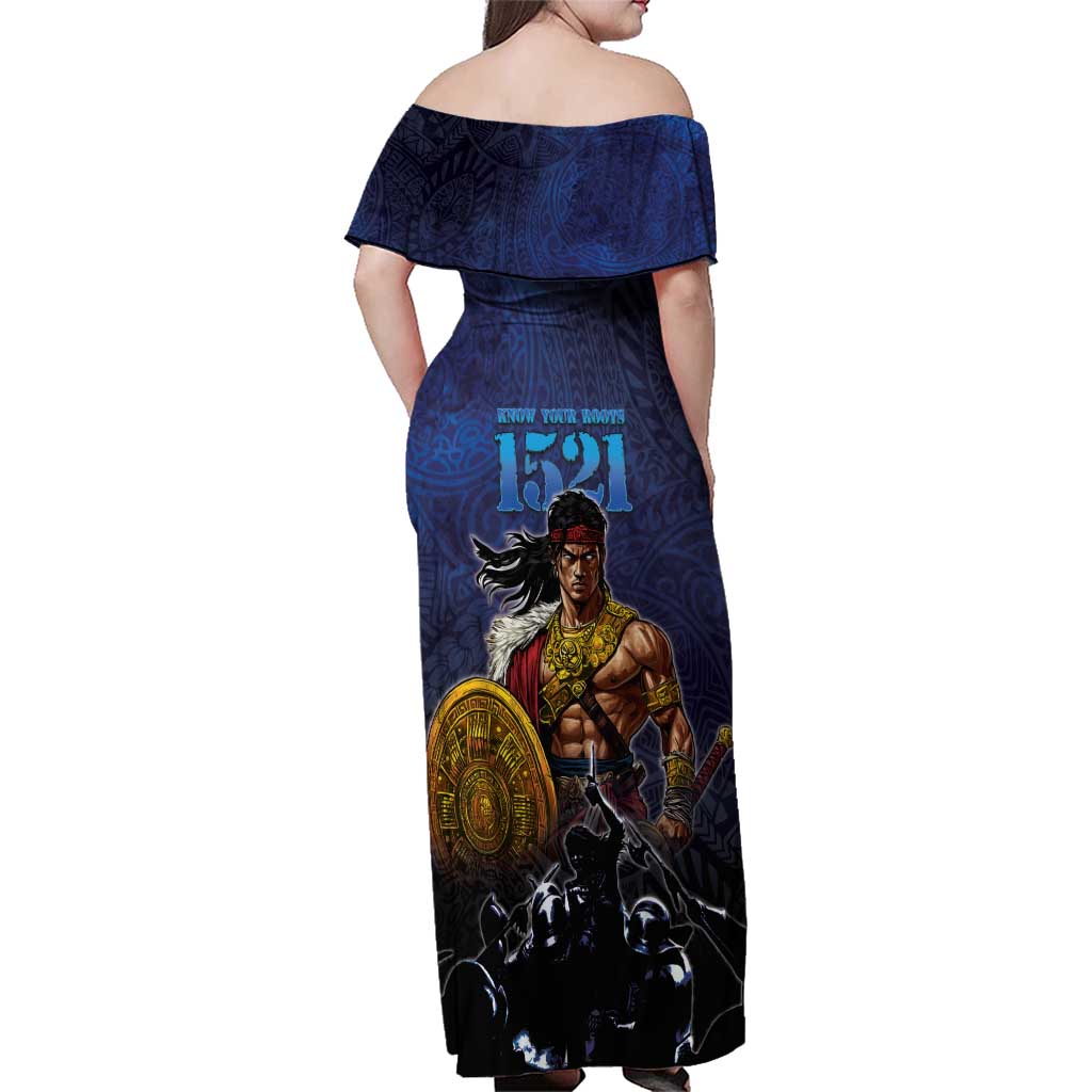 Philippines The First Hero Family Matching Off Shoulder Maxi Dress and Hawaiian Shirt Lapu Lapu Know Your Roots