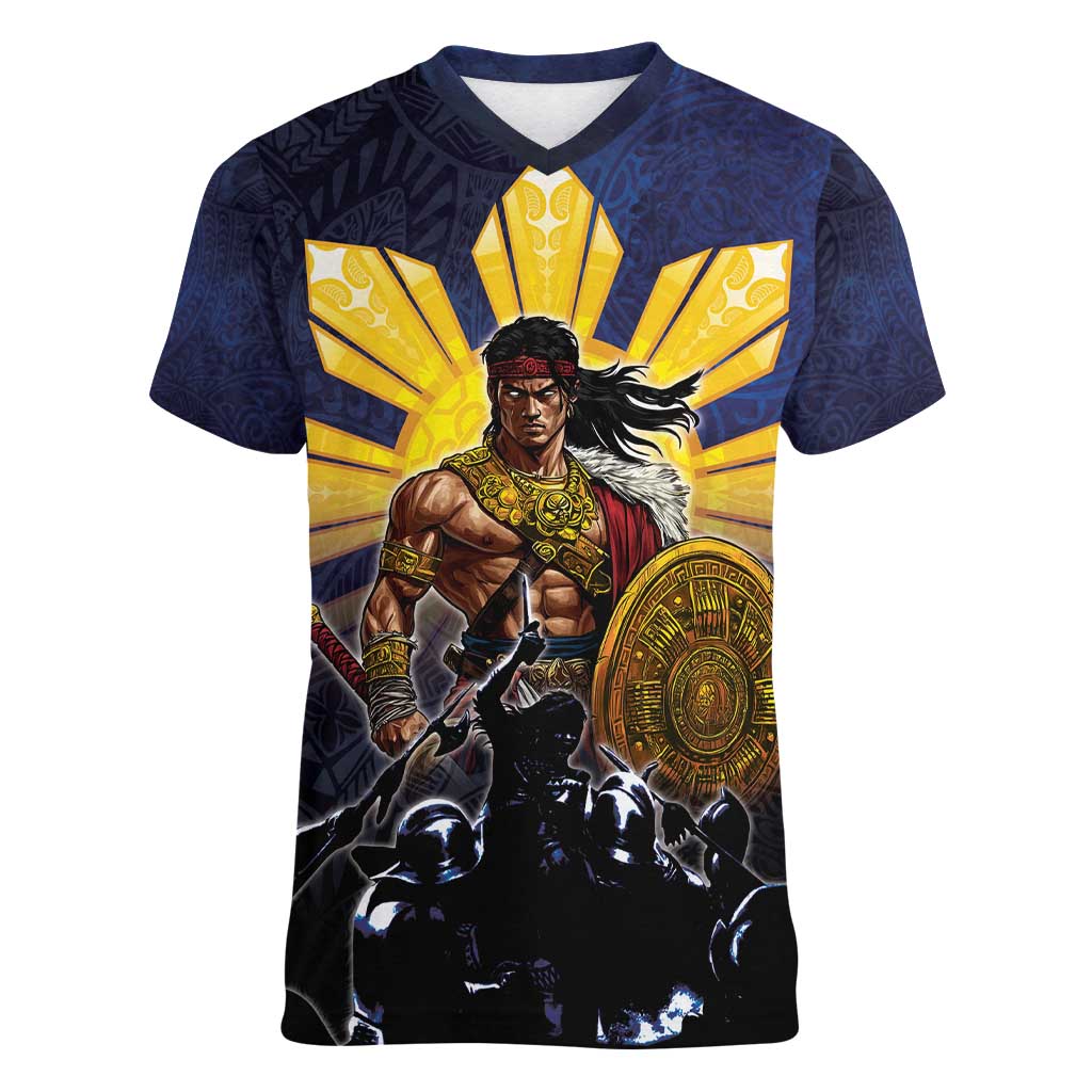 Philippines The First Hero Women V-Neck T-Shirt Lapu Lapu Know Your Roots