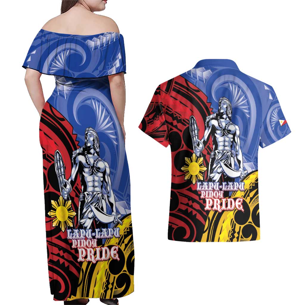 Philippines Lapu-Lapu Couples Matching Off Shoulder Maxi Dress and Hawaiian Shirt Proud Of My King