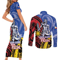 Philippines Lapu-Lapu Couples Matching Short Sleeve Bodycon Dress and Long Sleeve Button Shirt Proud Of My King LT05 - Polynesian Pride