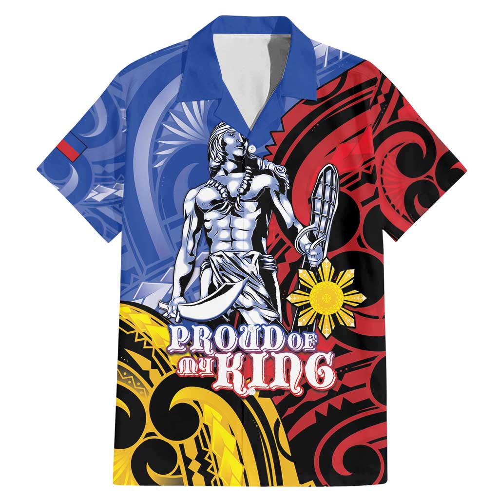 Philippines Lapu-Lapu Family Matching Mermaid Dress and Hawaiian Shirt Proud Of My King LT05 Dad's Shirt - Short Sleeve Blue - Polynesian Pride