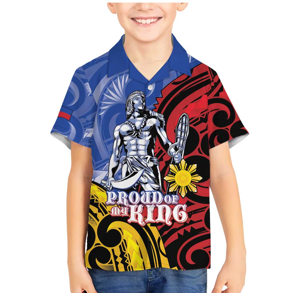 Philippines Lapu-Lapu Family Matching Mermaid Dress and Hawaiian Shirt Proud Of My King LT05 Son's Shirt Blue - Polynesian Pride