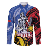 Philippines Lapu-Lapu Family Matching Off The Shoulder Long Sleeve Dress and Hawaiian Shirt Proud Of My King LT05 Dad's Shirt - Long Sleeve Blue - Polynesian Pride