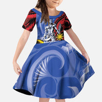 Philippines Lapu-Lapu Family Matching Off Shoulder Maxi Dress and Hawaiian Shirt Proud Of My King LT05 Daughter's Dress Blue - Polynesian Pride