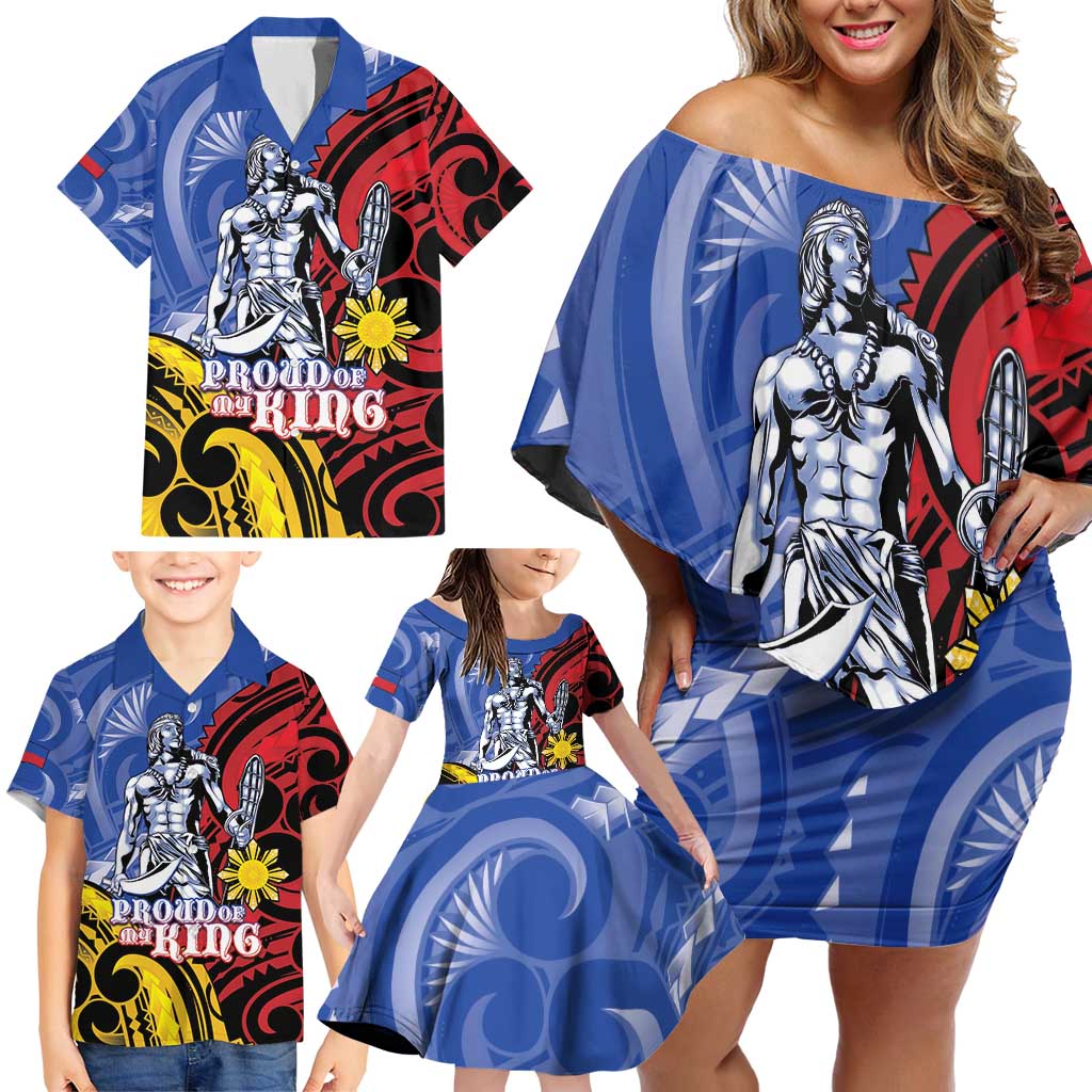Philippines Lapu-Lapu Family Matching Off Shoulder Short Dress and Hawaiian Shirt Proud Of My King LT05 - Polynesian Pride