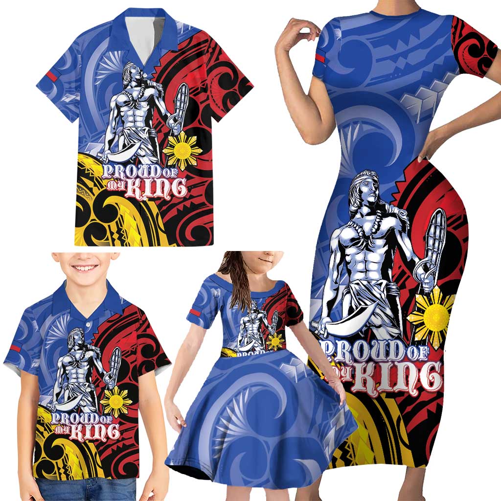 Philippines Lapu-Lapu Family Matching Short Sleeve Bodycon Dress and Hawaiian Shirt Proud Of My King LT05 - Polynesian Pride