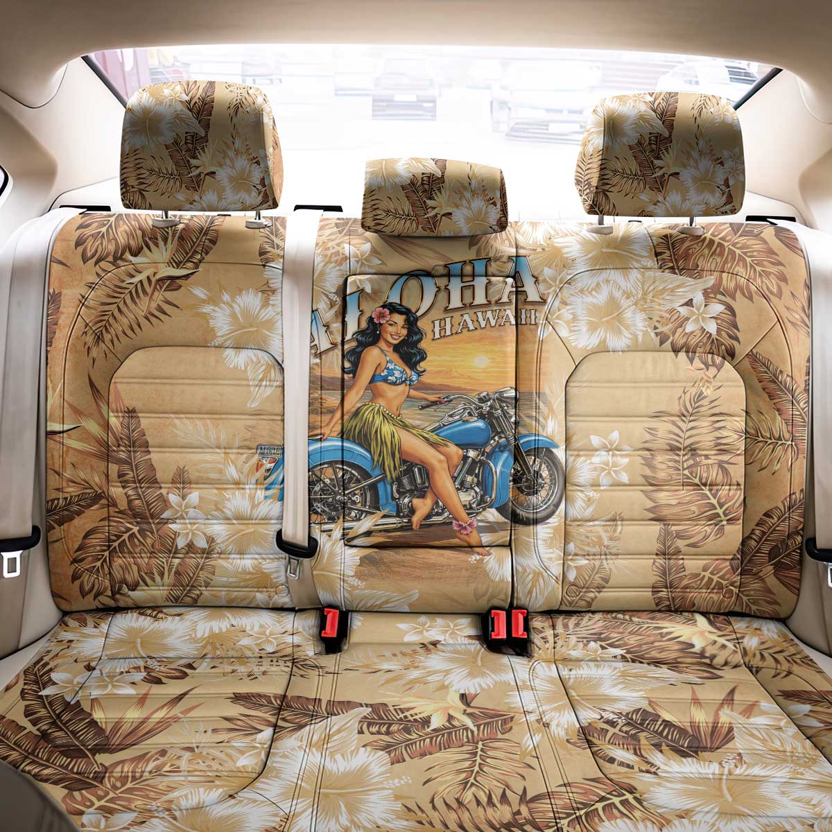 Aloha Hawaii Biker Back Car Seat Cover Ride To Paradise