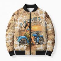 Aloha Hawaii Biker Bomber Puffer Jacket Ride To Paradise