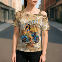 Aloha Hawaii Biker Cross Shoulder Shirt Ride To Paradise