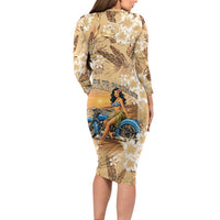 Aloha Hawaii Biker Family Matching Long Sleeve Bodycon Dress and Hawaiian Shirt Ride To Paradise LT05 - Polynesian Pride