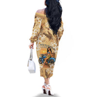 Aloha Hawaii Biker Family Matching Off The Shoulder Long Sleeve Dress and Hawaiian Shirt Ride To Paradise LT05 - Polynesian Pride