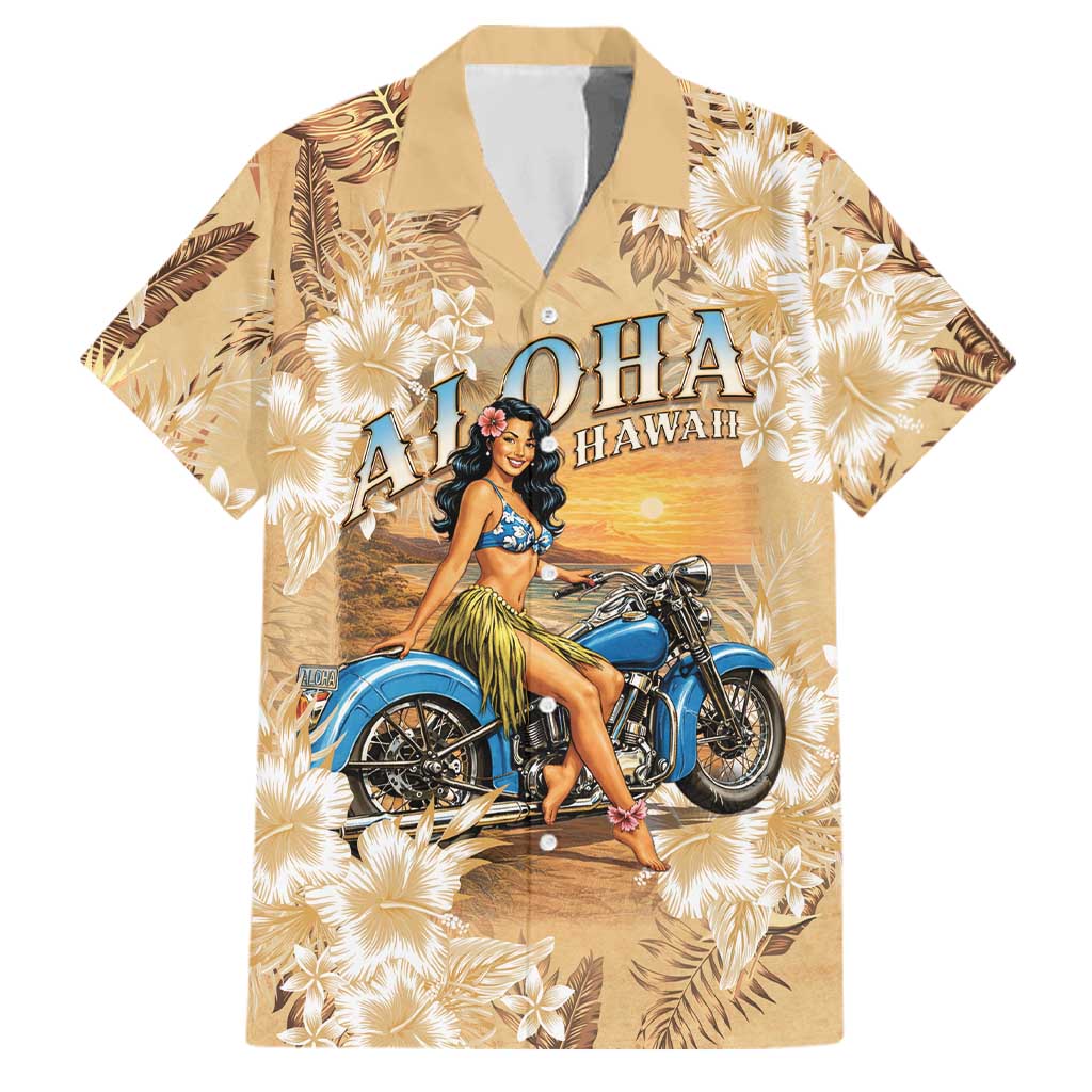 Aloha Hawaii Biker Family Matching Off Shoulder Maxi Dress and Hawaiian Shirt Ride To Paradise