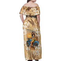 Aloha Hawaii Biker Family Matching Off Shoulder Maxi Dress and Hawaiian Shirt Ride To Paradise