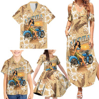 Aloha Hawaii Biker Family Matching Summer Maxi Dress and Hawaiian Shirt Ride To Paradise