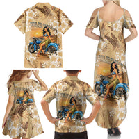Aloha Hawaii Biker Family Matching Summer Maxi Dress and Hawaiian Shirt Ride To Paradise