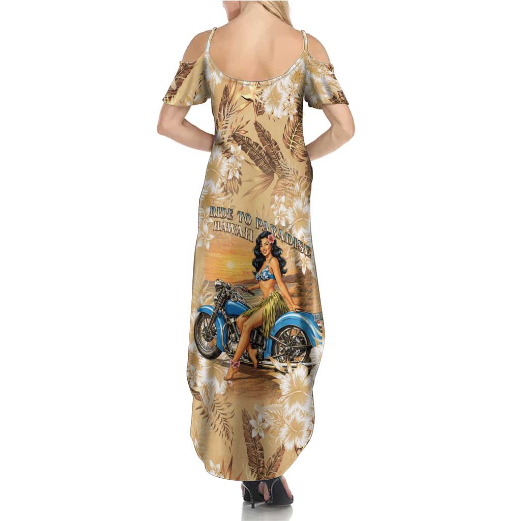 Aloha Hawaii Biker Family Matching Summer Maxi Dress and Hawaiian Shirt Ride To Paradise