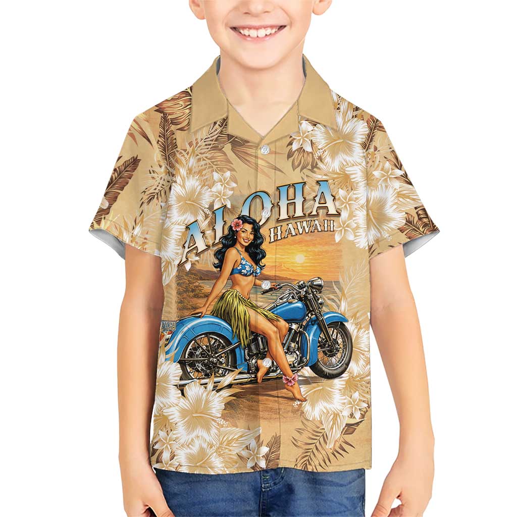 Aloha Hawaii Biker Family Matching Tank Maxi Dress and Hawaiian Shirt Ride To Paradise