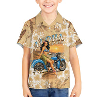 Aloha Hawaii Biker Family Matching Tank Maxi Dress and Hawaiian Shirt Ride To Paradise
