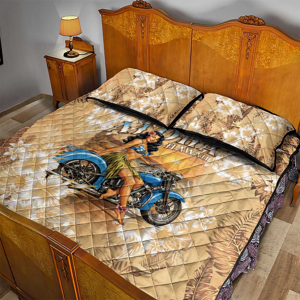 Aloha Hawaii Biker Quilt Bed Set Ride To Paradise