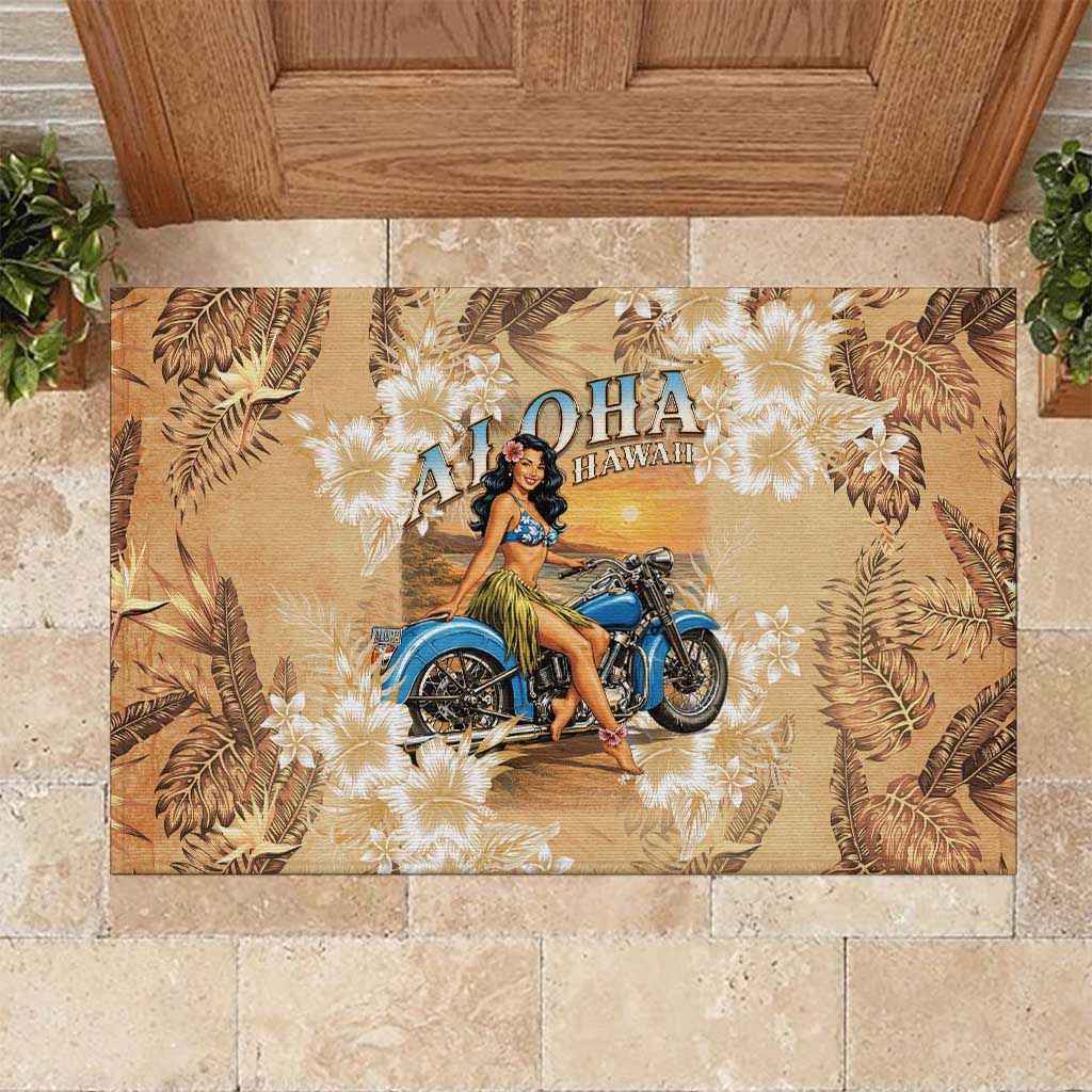 Aloha Hawaii Biker Rubber Doormat Ride To Paradise