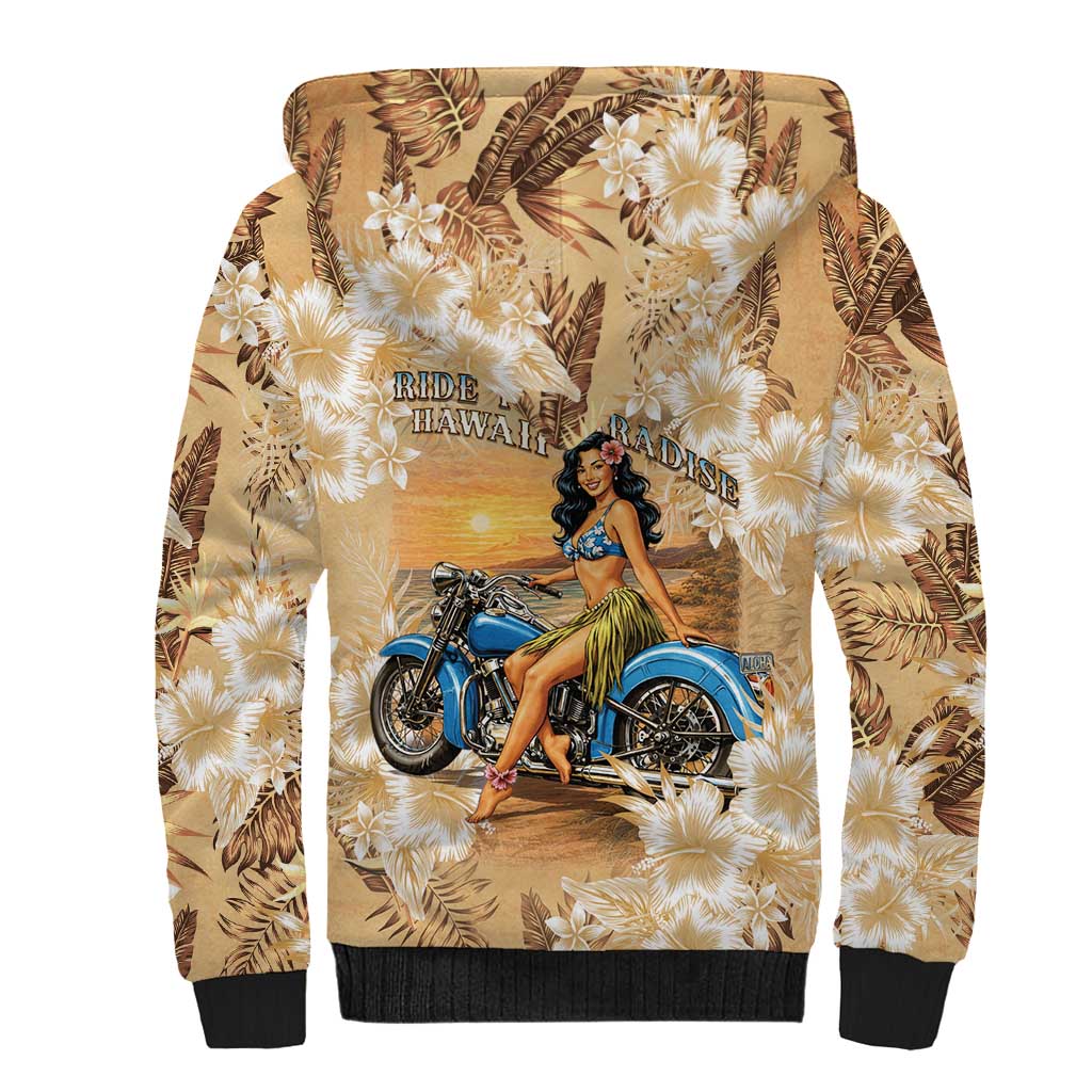 Aloha Hawaii Biker Sherpa Hoodie Ride To Paradise