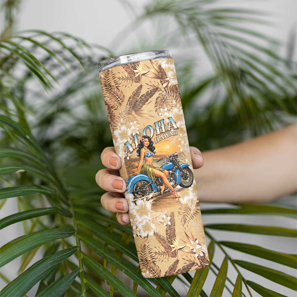 Aloha Hawaii Biker Skinny Tumbler Ride To Paradise