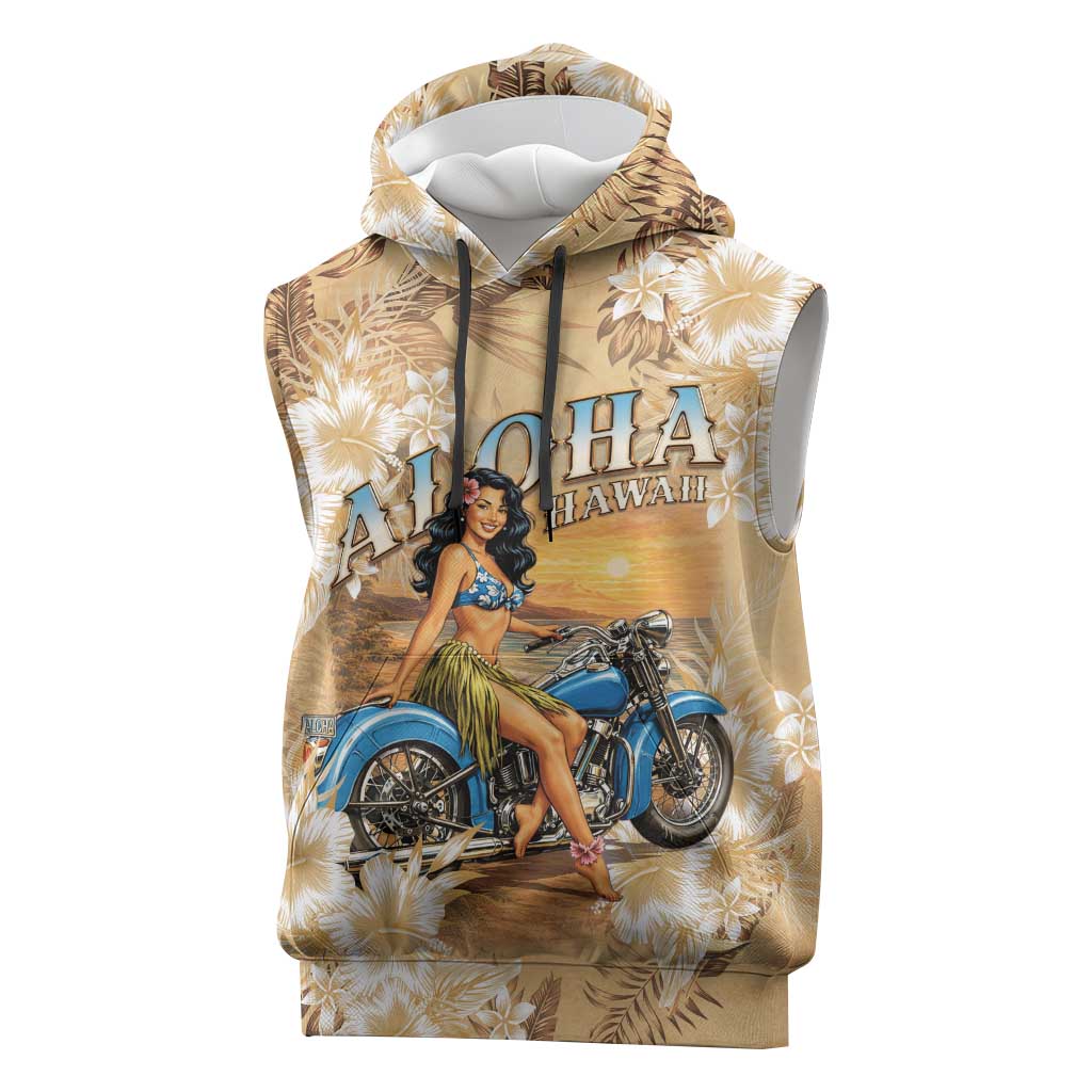Aloha Hawaii Biker Sleeveless Hoodie Ride To Paradise