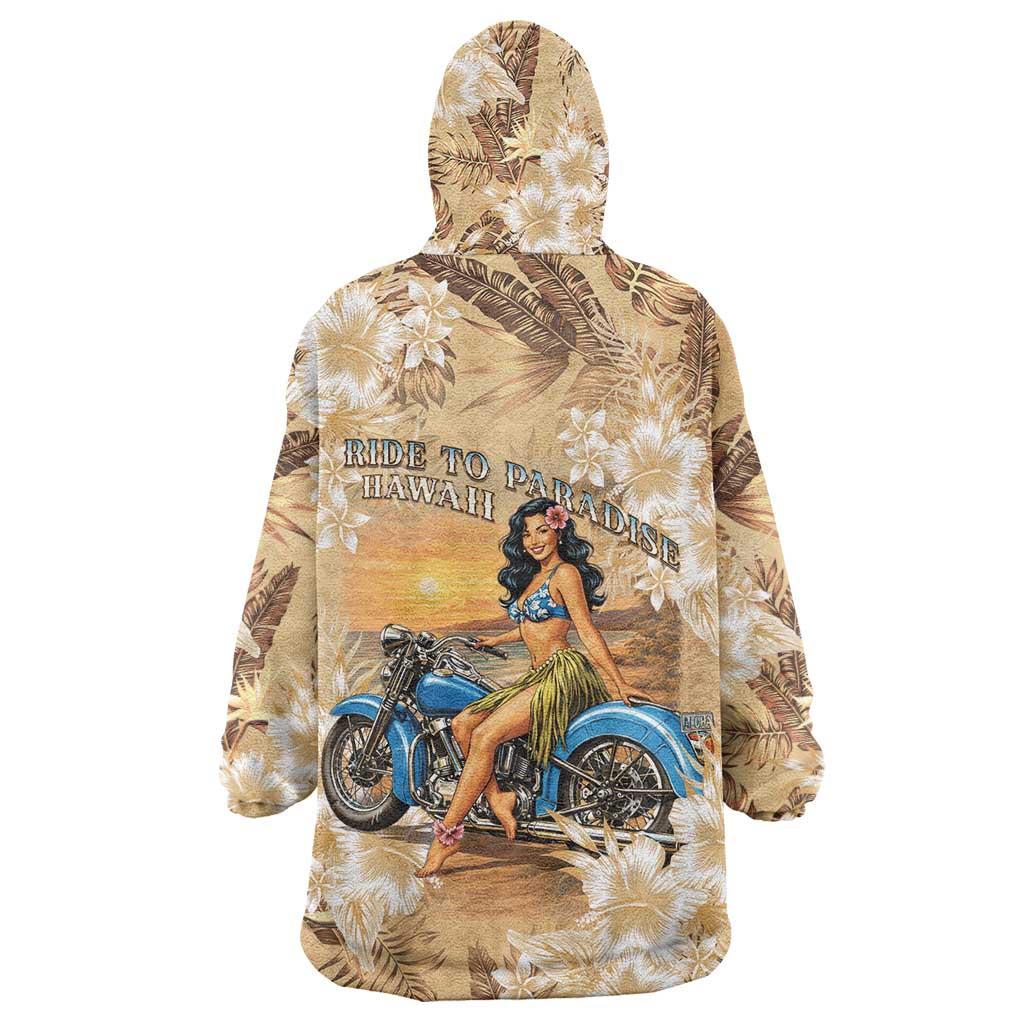 Aloha Hawaii Biker Wearable Blanket Hoodie Ride To Paradise