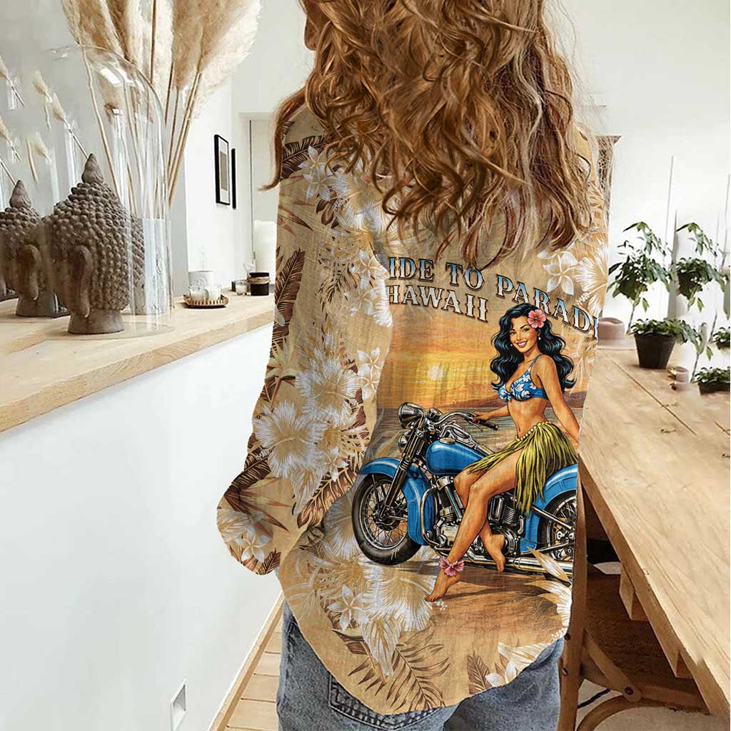 Aloha Hawaii Biker Women Casual Shirt Ride To Paradise