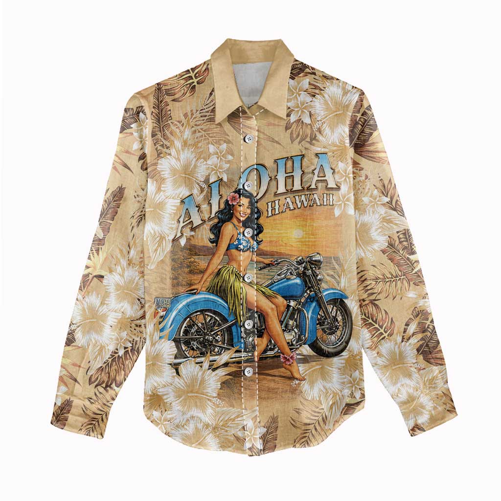 Aloha Hawaii Biker Women Casual Shirt Ride To Paradise