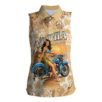 Aloha Hawaii Biker Women Sleeveless Polo Shirt Ride To Paradise