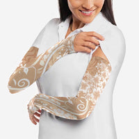 Polynesian Women's Day Arm Sleeves Brown Hibiscus Flowers With Polynesian Pattern