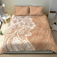 Polynesian Women's Day Bedding Set Brown Hibiscus Flowers With Polynesian Pattern