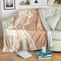 Polynesian Women's Day Blanket Brown Hibiscus Flowers With Polynesian Pattern