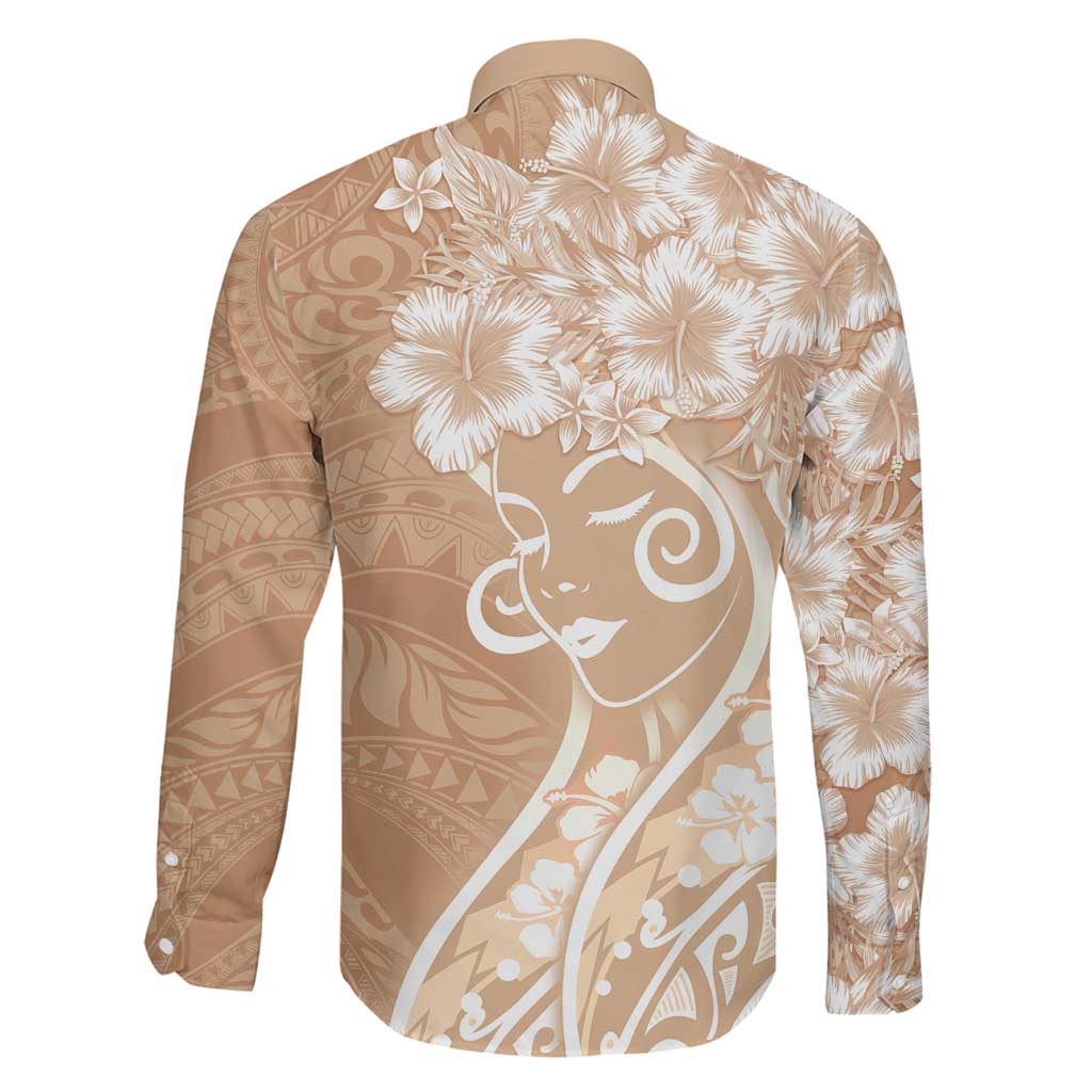 Polynesian Women's Day Family Matching Puletasi and Hawaiian Shirt Brown Hibiscus Flowers With Polynesian Pattern