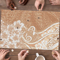 Polynesian Women's Day Puzzle Brown Hibiscus Flowers With Polynesian Pattern