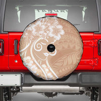 Polynesian Women's Day Spare Tire Cover Brown Hibiscus Flowers With Polynesian Pattern