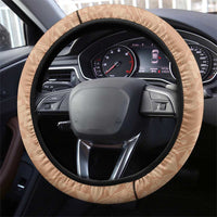 Polynesian Women's Day Steering Wheel Cover Brown Hibiscus Flowers With Polynesian Pattern