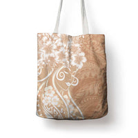 Polynesian Women's Day Tote Bag Brown Hibiscus Flowers With Polynesian Pattern