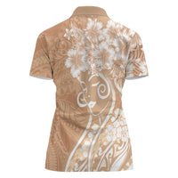 Polynesian Women's Day Women Polo Shirt Brown Hibiscus Flowers With Polynesian Pattern