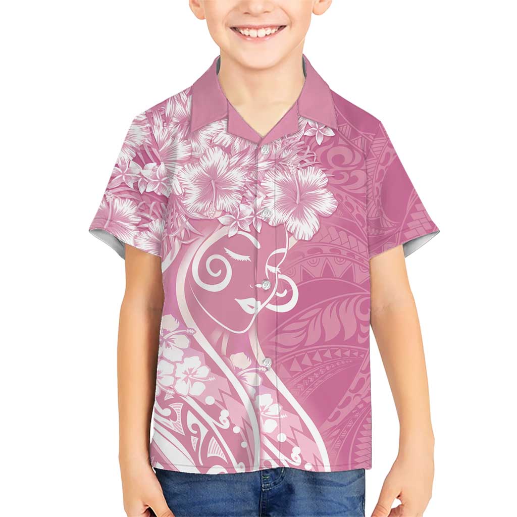 Polynesian Women's Day Family Matching Mermaid Dress and Hawaiian Shirt Pink Hibiscus Flowers With Polynesian Pattern LT05 Son's Shirt Pink - Polynesian Pride