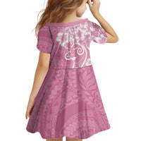 Polynesian Women's Day Family Matching Off Shoulder Maxi Dress and Hawaiian Shirt Pink Hibiscus Flowers With Polynesian Pattern