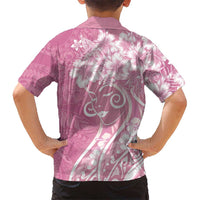 Polynesian Women's Day Hawaiian Shirt Pink Hibiscus Flowers With Polynesian Pattern