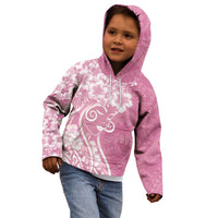 Polynesian Women's Day Kid Hoodie Pink Hibiscus Flowers With Polynesian Pattern