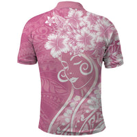 Polynesian Women's Day Polo Shirt Pink Hibiscus Flowers With Polynesian Pattern