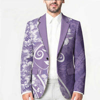 Polynesian Women's Day Blazer Purple Hibiscus Flowers With Polynesian Pattern