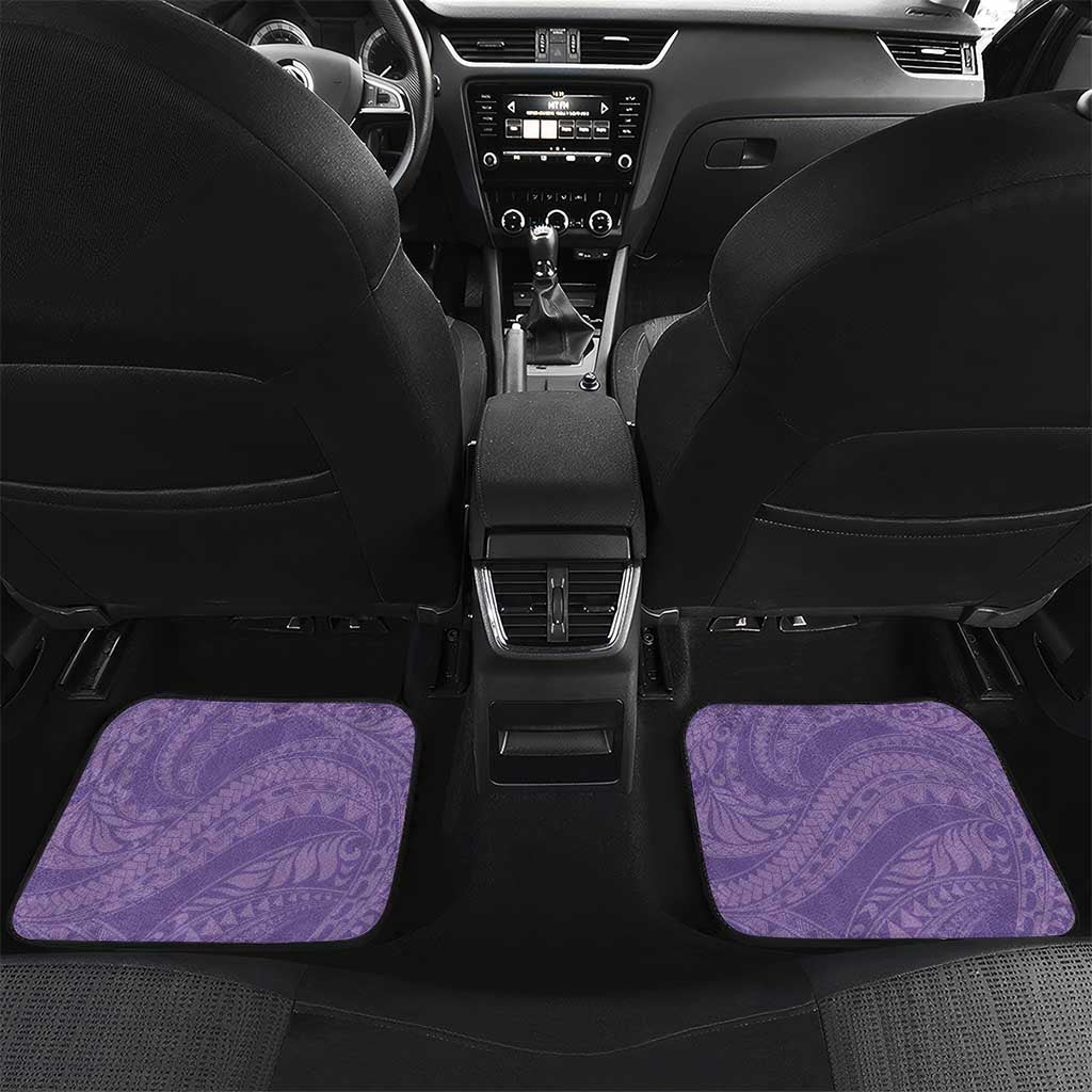 Polynesian Women's Day Car Mats Purple Hibiscus Flowers With Polynesian Pattern