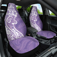 Polynesian Women's Day Car Seat Cover Purple Hibiscus Flowers With Polynesian Pattern